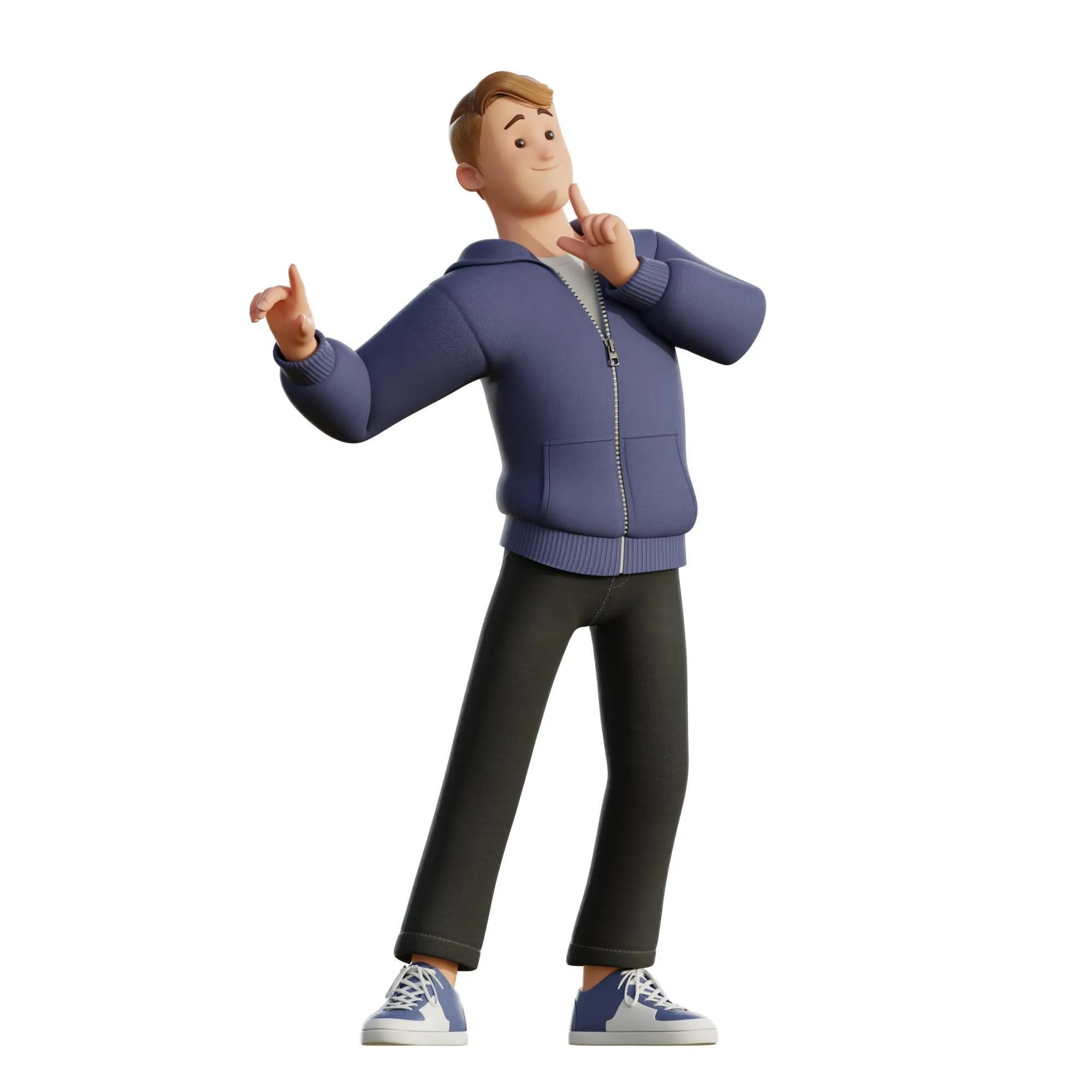 Cartoon Man Illustration 3D model scene